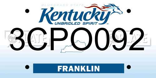 3CPO092 Kentucky License Plate