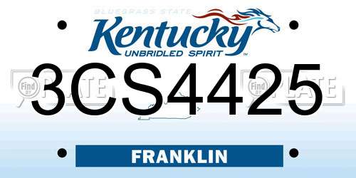3CS4425 Kentucky License Plate