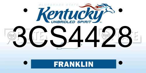 3CS4428 Kentucky License Plate