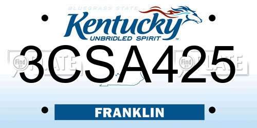 3CSA425 Kentucky License Plate
