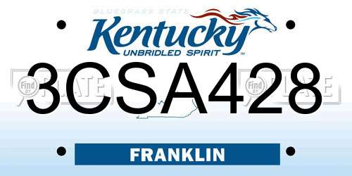 3CSA428 Kentucky License Plate