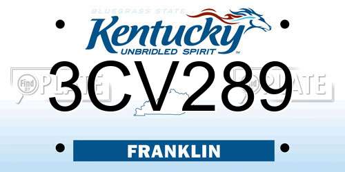 3CV289 Kentucky License Plate