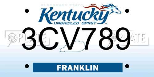 3CV789 Kentucky License Plate