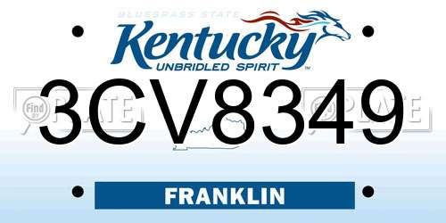3CV8349 Kentucky License Plate