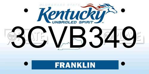 3CVB349 Kentucky License Plate