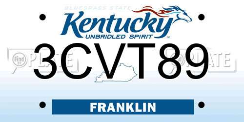 3CVT89 Kentucky License Plate