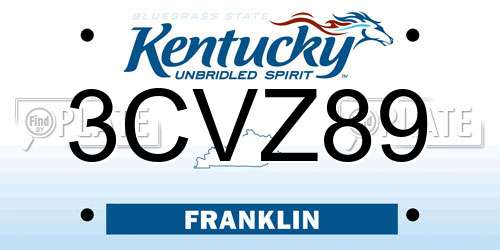 3CVZ89 Kentucky License Plate