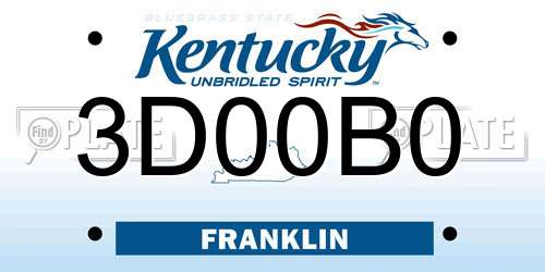 3D00B0 Kentucky License Plate
