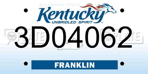 3D04062 Kentucky License Plate
