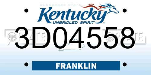 3D04558 Kentucky License Plate