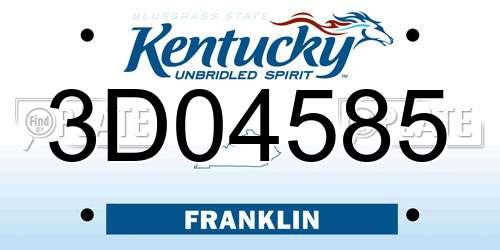 3D04585 Kentucky License Plate