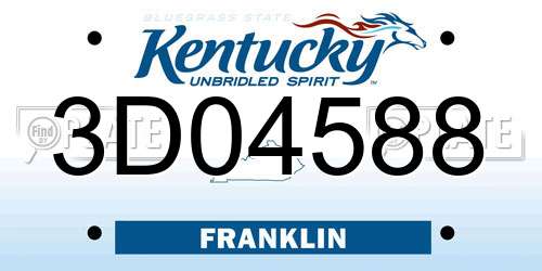 3D04588 Kentucky License Plate