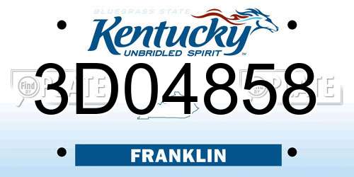 3D04858 Kentucky License Plate