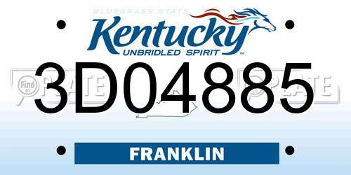 3D04885 Kentucky License Plate
