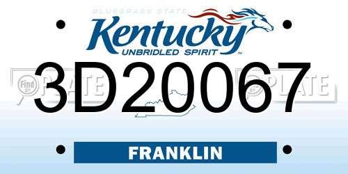 3D20067 Kentucky License Plate
