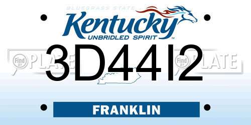 3D44I2 Kentucky License Plate