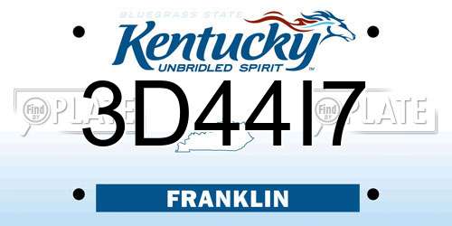 3D44I7 Kentucky License Plate