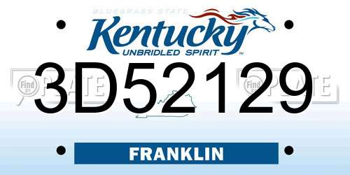 3D52129 Kentucky License Plate