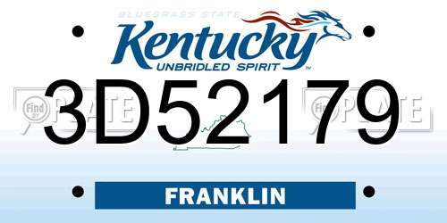 3D52179 Kentucky License Plate
