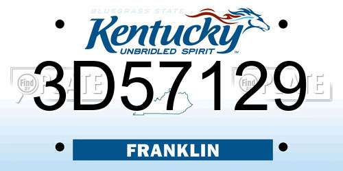 3D57129 Kentucky License Plate