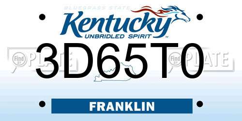 3D65T0 Kentucky License Plate