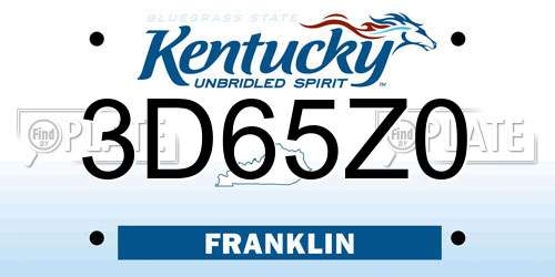 3D65Z0 Kentucky License Plate