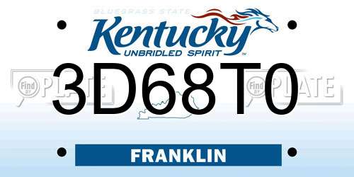 3D68T0 Kentucky License Plate