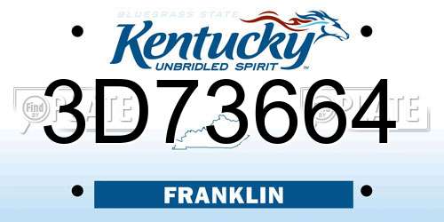 3D73664 Kentucky License Plate