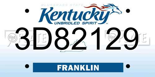 3D82129 Kentucky License Plate