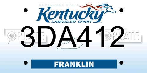 3DA412 Kentucky License Plate
