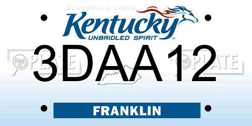 3DAA12 Kentucky License Plate