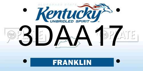 3DAA17 Kentucky License Plate