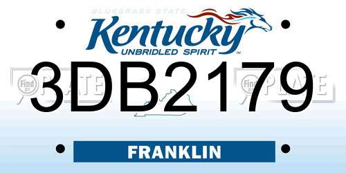 3DB2179 Kentucky License Plate