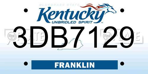 3DB7129 Kentucky License Plate
