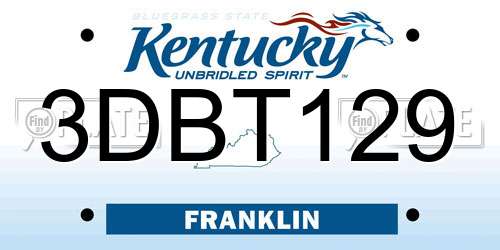 3DBT129 Kentucky License Plate