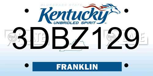 3DBZ129 Kentucky License Plate