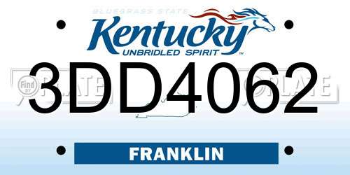 3DD4062 Kentucky License Plate