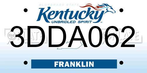 3DDA062 Kentucky License Plate