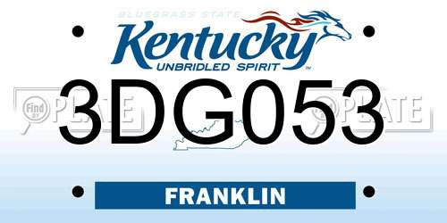 3DG053 Kentucky License Plate