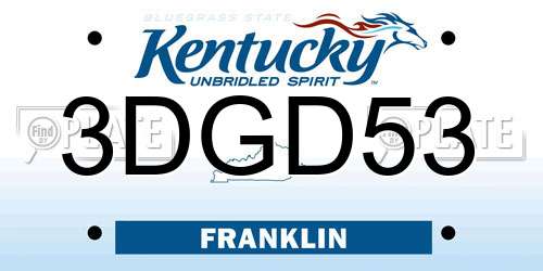 3DGD53 Kentucky License Plate