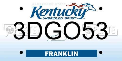 3DGO53 Kentucky License Plate