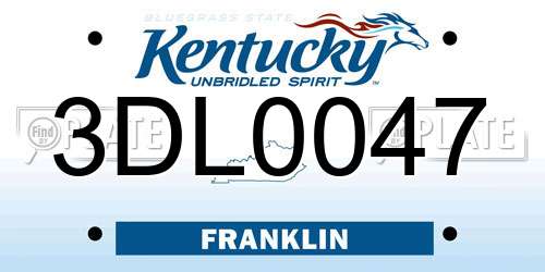 3DL0047 Kentucky License Plate