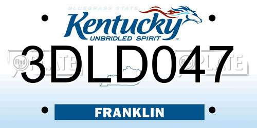3DLD047 Kentucky License Plate
