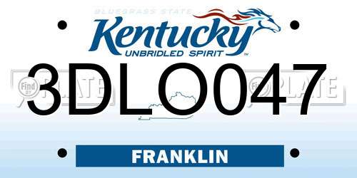 3DLO047 Kentucky License Plate