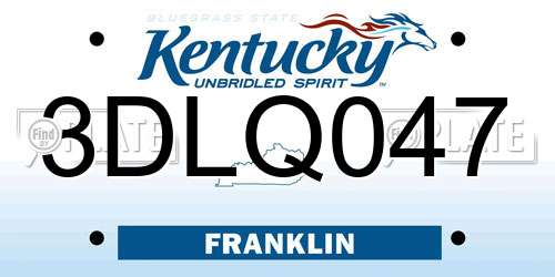 3DLQ047 Kentucky License Plate
