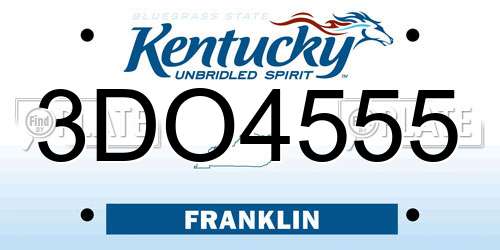 3DO4555 Kentucky License Plate