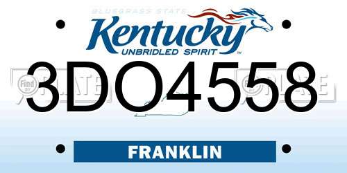 3DO4558 Kentucky License Plate