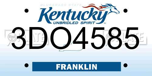 3DO4585 Kentucky License Plate