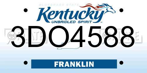 3DO4588 Kentucky License Plate