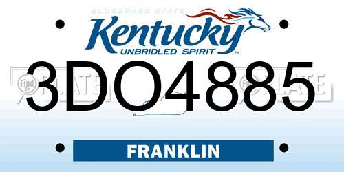 3DO4885 Kentucky License Plate